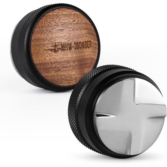 Espresso Coffee Distributor 58.35mm, Distribution Tool with Wooden Lid, Adjustable Height Leveler Non-slip for 58mm Portafilters, Accessories T5270L4