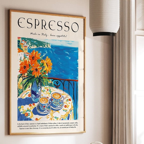 Espresso Coffee Italian Retro Drinks Kitchen Poster UNFRAMED PAPER POSTER, Home Decor