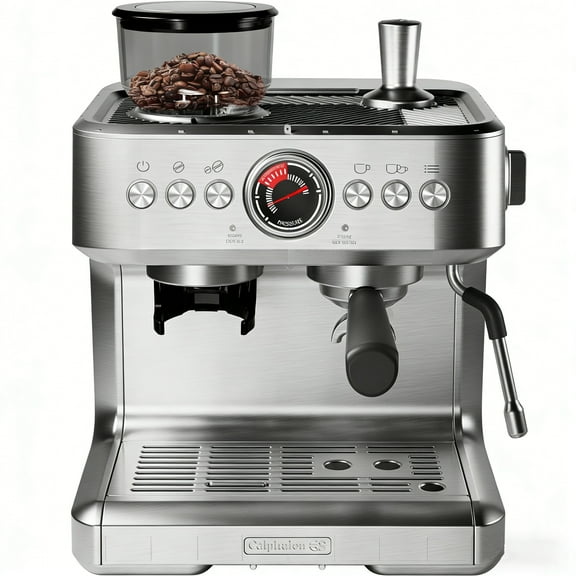 Espresso Coffee Machine, Built-in Coffee Grinder, 30 Precise Grind, 20 Bar Coffee Machine with Steam Wand for Home Cappuccino or Latte