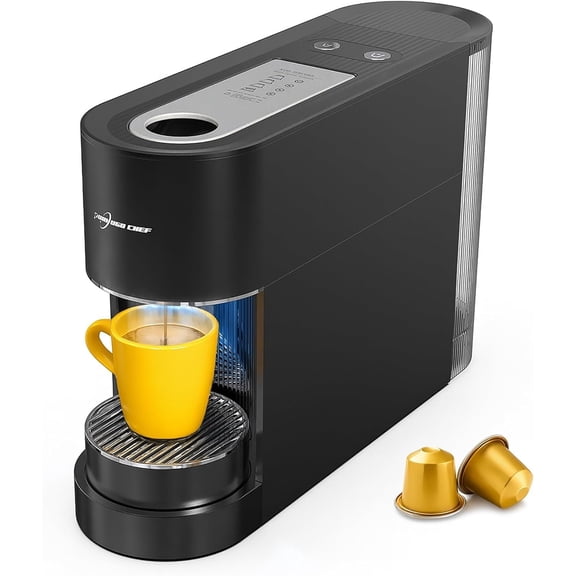 Espresso Coffee Machine Compatible with Nespresso Original Pods One-Touch with Illuminated Brew Zone 20 Bar Pump 33.8oz Removable Tank Compact Design CM-C07-A