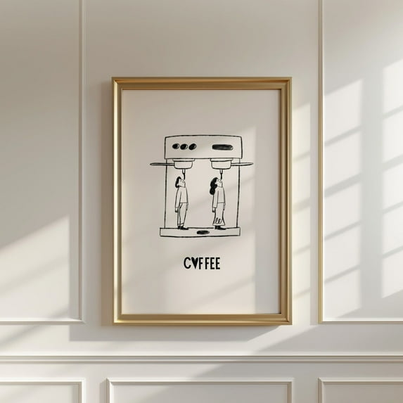 Espresso Coffee Poster Black And White Minimalist Kitchen Art, Unframed Poster Size 16x24 F03.1.14l1751