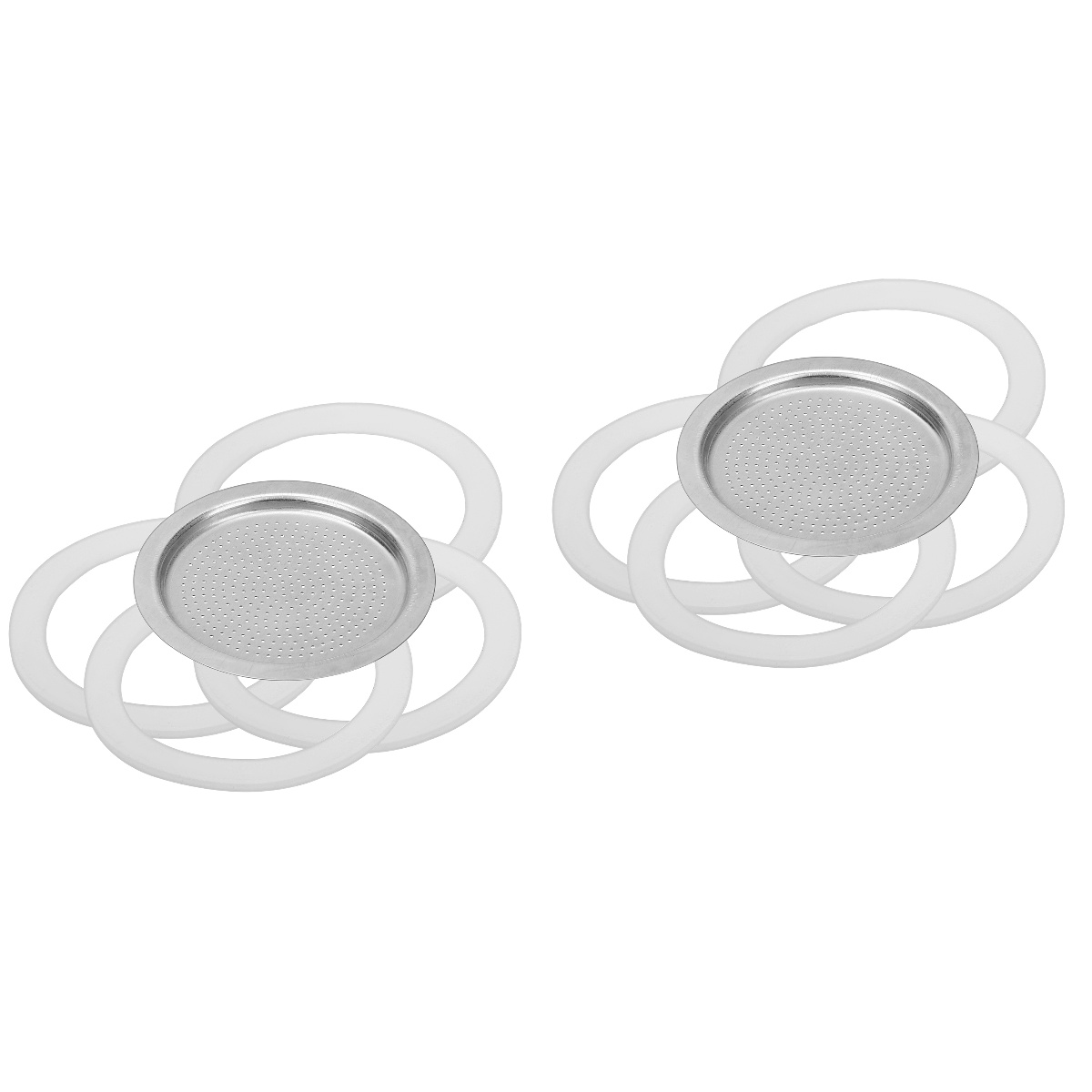 Espresso Coffee Pot Seals 2 Sets Gasket Sealing Ring Filter Strainer Silicone Rings