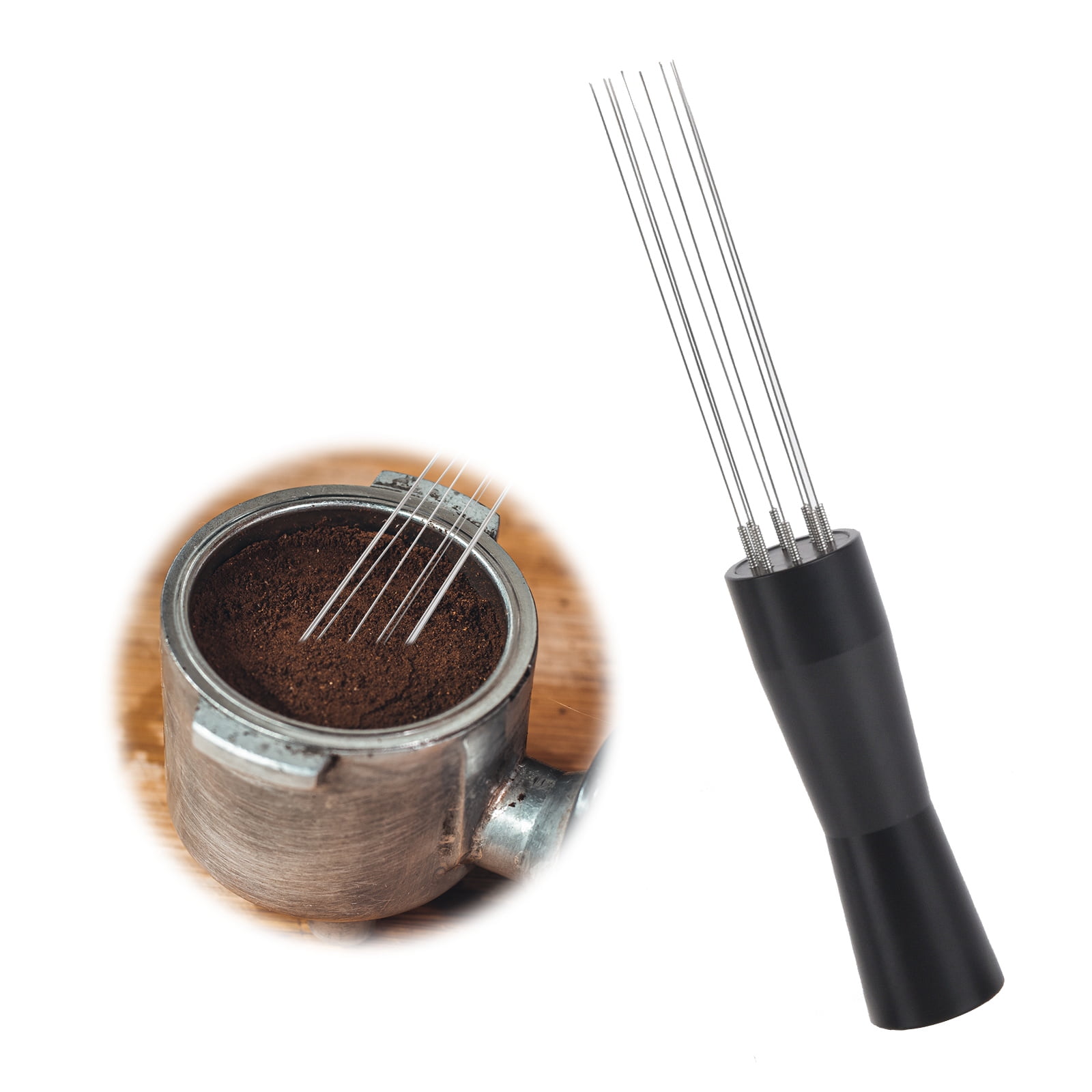 Multi-functional Coffee Tamper and 7-Needles WDT Coffee Stirrer Tool- Espresso Tamp Press. 2-in-1 Espresso Distribution Stirrer Tool with Espresso