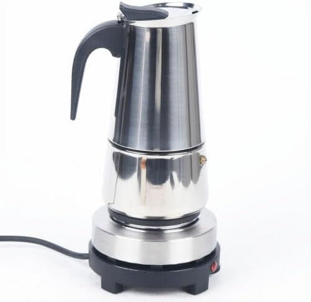 Espresso Coffer Maker Stainless Steel Moka Coffee Pot With Electric Stove Stovetop Expresso Percolator Easy To Clean Italian Cooker Induction Portable Cafeteria Classic Cafe Silver (9 cup)