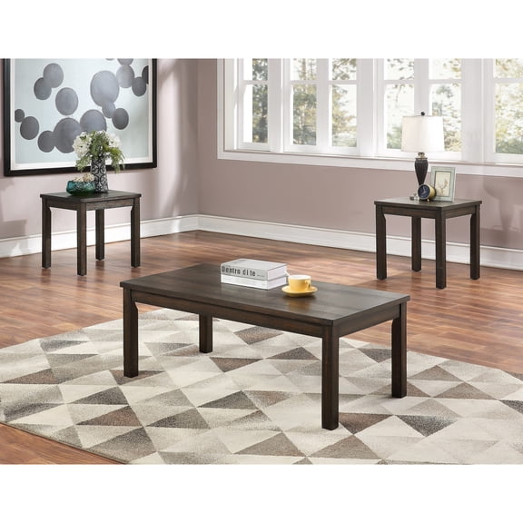 Espresso Color 3pc Coffee Table Set | Matches Any Rugs or Floor Lamps | Pine Veneer Finish | Ensures Safe Placement of Decor