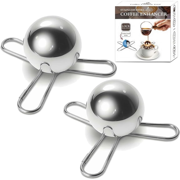 Espresso Cooling Ball, Reusable Stainless Steel 1.57in Coffee Ice Balls with 3-Prong or 4-Prong Stand, Fast Chilling Tool for Iced Coffee Espresso, Gift for Coffee Lovers