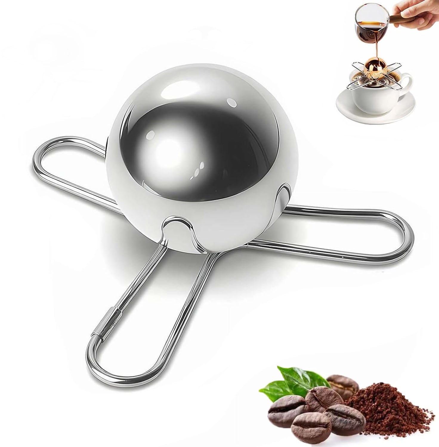 Sfera Raffreddante Per Caffè In Acciaio Inox 4cm - Pallina Gelida Riutilizzabile Per Espresso, Cocktail, Bourbon E Whisky - Non Diluisce La Bevanda - 3