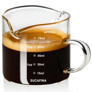 Baalaka 2.5 oz Espresso Cup Set with Handle, Double Spout Glass Measuring Cup, V-Shaped Shot Glass, Clear Milk Frothing Pitcher, Espresso Accessories