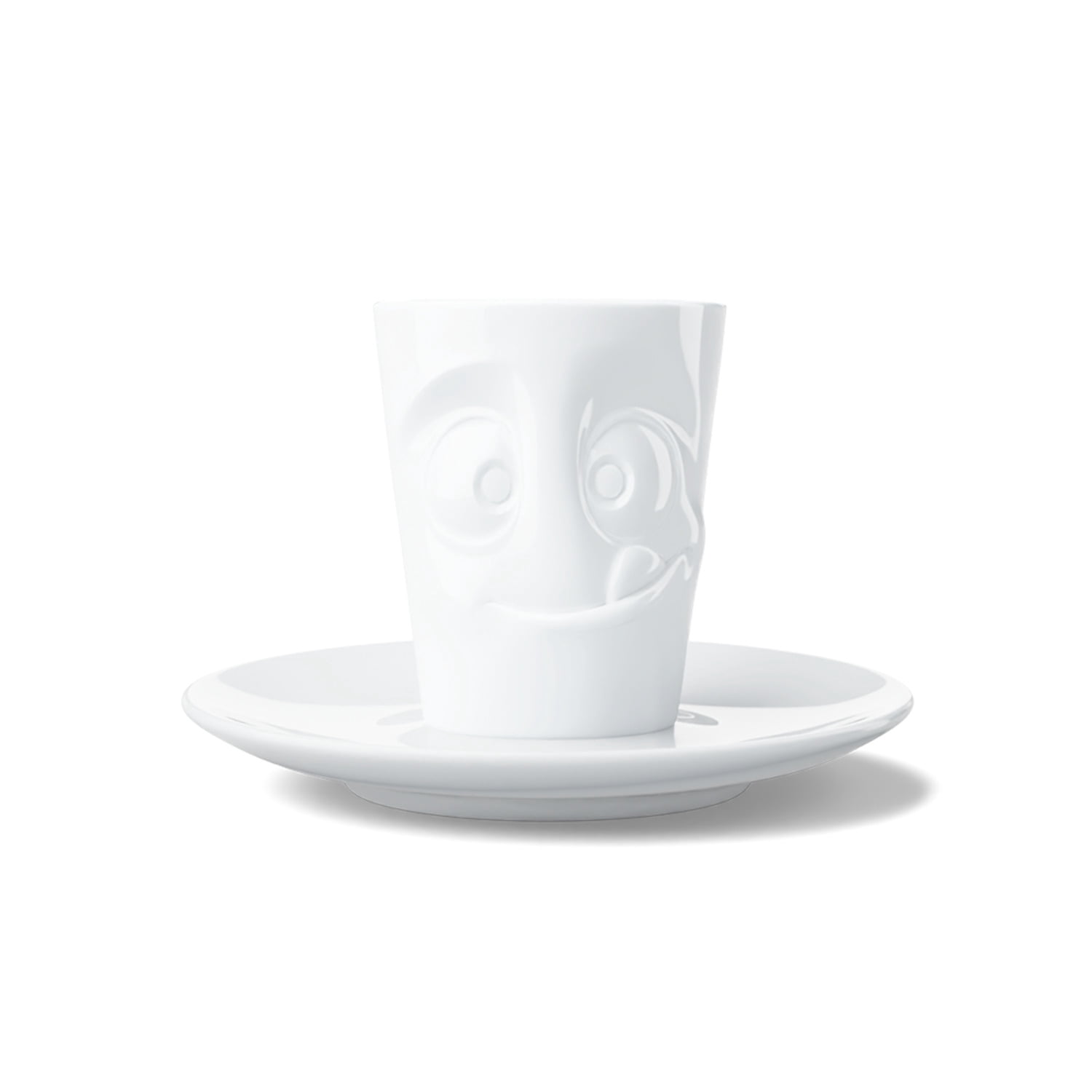 FIFTYEIGHT PRODUCTS TASSEN Coffee Cup & Saucer - Funny Face Porcelain Mug, 6.5 Oz, Made In Germany