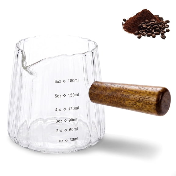 Glass 6 oz Espresso Shot Cup with Handle, V-Shaped Spout for Coffee, Milk and Syrups