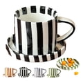 thumbnail image 1 of Espresso Cups Ceramic Coffee Mug Series European Striped Dot Coffee Cup And Saucer Mug Cake Plate Afternoon Tea Set Tea Cup And Saucer,1PC，Blue, 1 of 9