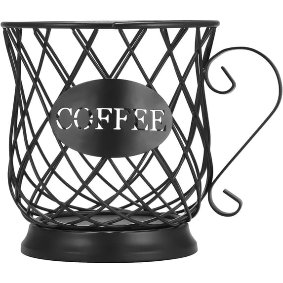 Espresso Cups Holder, Stainless Coffee Pod Holder, K Cup Holder for Holding Espresso/Capsule Coffee, Coffee Bar Decor, Thick Bottom, Black,7" × 7"