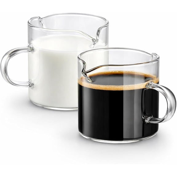 Espresso Cups Set of 2, 4 OZ Glass Espresso Shot Cups - Double Spouts, Espresso Accessories for Machine - Dishwasher Safe