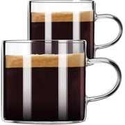 Baalaka Espresso Cups Set of 2, 4.3oz Glass Expresso Shots Small Coffee Cup with Handle