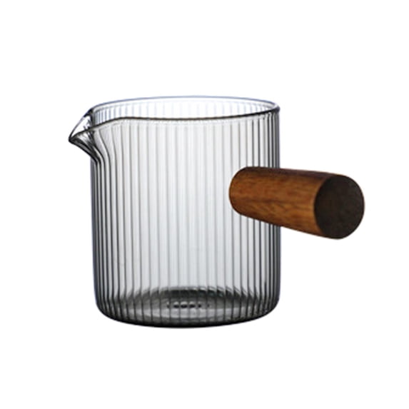 Espresso Cups with Wood Handle Mixing Mug Transparent Espresso Accessories Heat Resistant Espresso Measuring Cup Glass for Home Bar Teahouse Style B 100ml