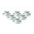 thumbnail image 1 of Espresso Cups and Saucers Set with Metal Stand for Cappuccino, Latte, Cafe Mocha - Gold and Blue, 2 oz. Set of 6, 1 of 5