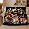 thumbnail image 1 of Espresso Yourself Darling Coffee Love Whimsical, Playful Food Art Scene, Warm Flannel Blanket for Living Room and Reading Nook, Art Lovers Friendship Gift, Playful Home Decor, 1 of 9