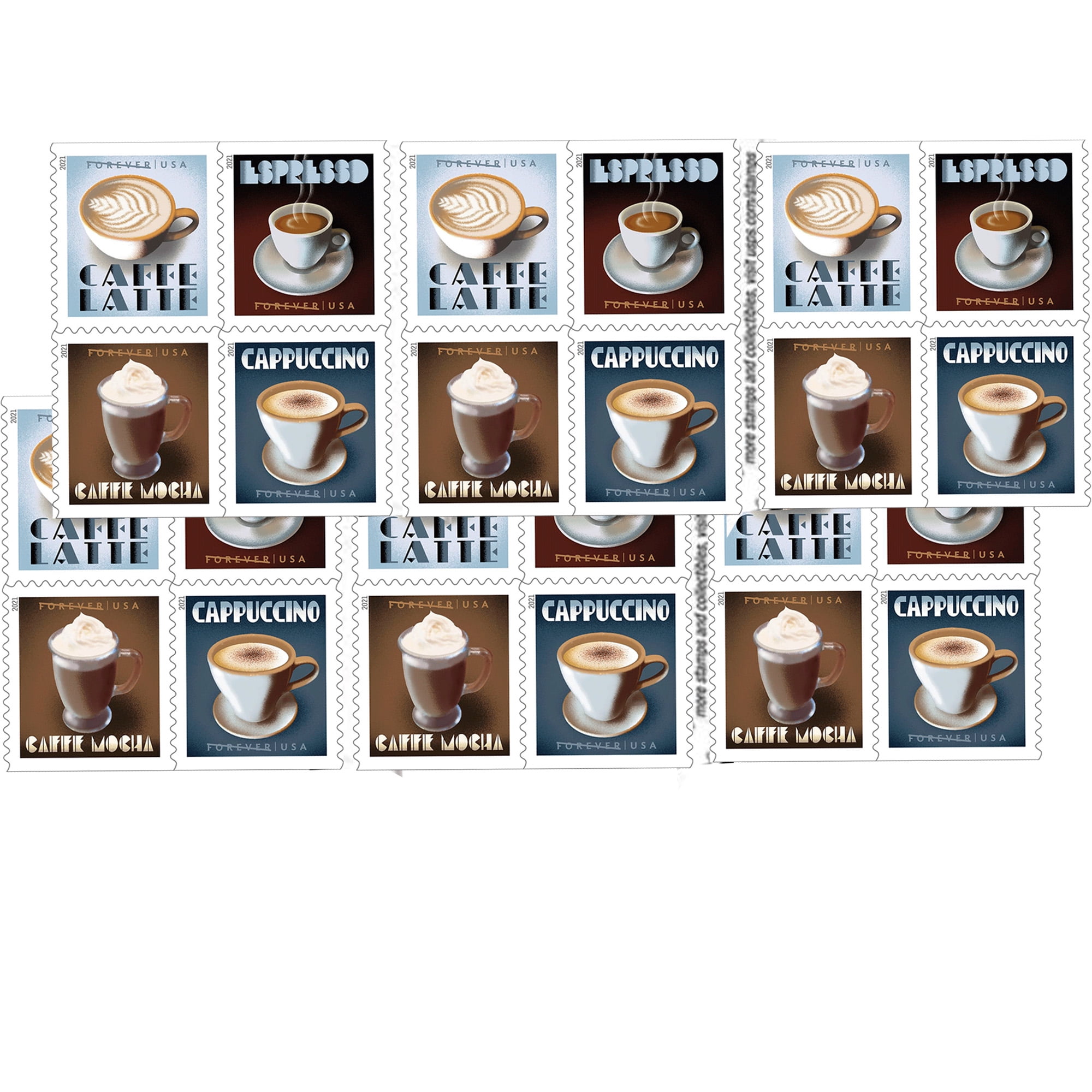 USPS Forever Postage Stamps Espresso Drinks, 2 Books of 20 (40 Stamps