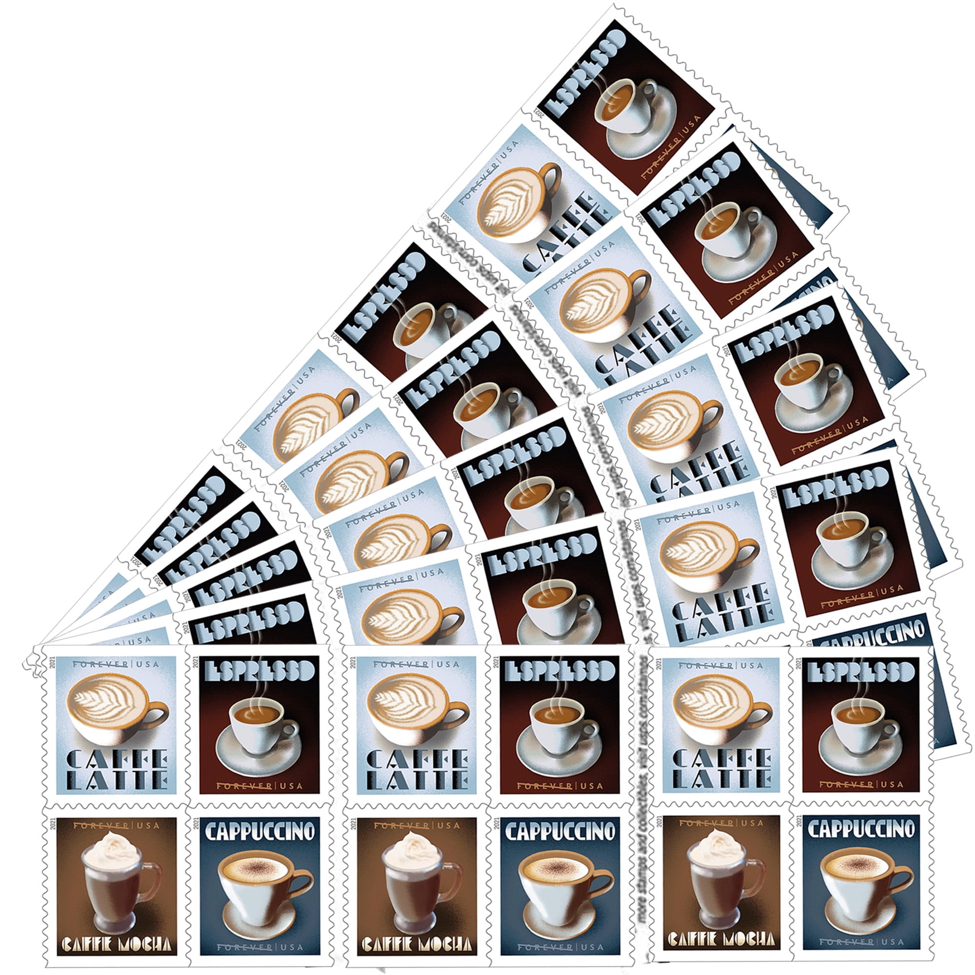  Espresso Drinks US Postage Stamps - Booklet of 20 : Office  Products