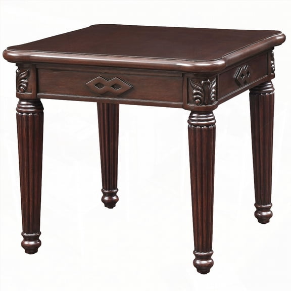 Espresso End Table Boasting Turned Legs and Romantic Trim