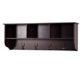 thumbnail image 1 of Espresso Entryway Wall Mounted Coat Rack with 4 Dual Hooks Living Room Wooden Storage Shelf, 1 of 11