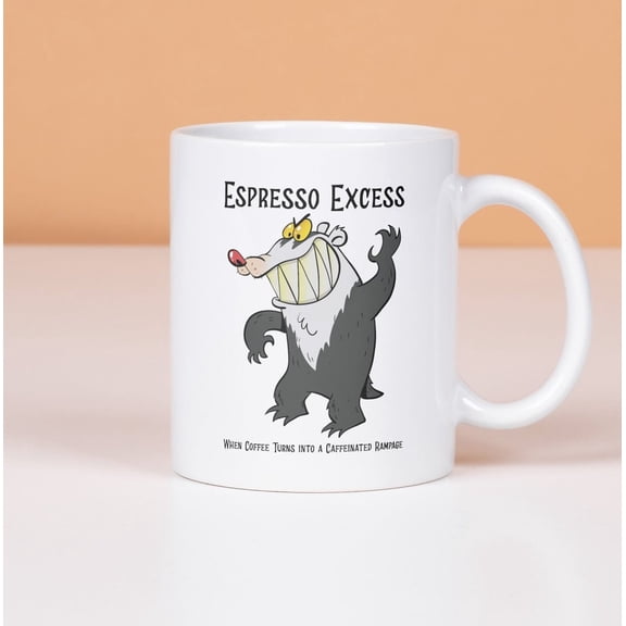 Espresso Excess, When Coffee Turns Into A Caffeinated Rampage Mug, Badger Lover Coffee Cup, Ceramic Mug 11oz