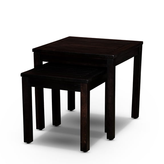 Espresso Finish, 2 Tables - Add Space for Outdoor Events, Nestable - Backyard Entertaining - Rot-Resistant Eucalyptus Tables