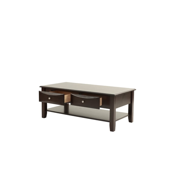 Espresso Finish 3pc Occasional Table Set Living Room 1x Coffee Table 2x End Tables Wooden Classic Drawers Open Storage Shelf Base