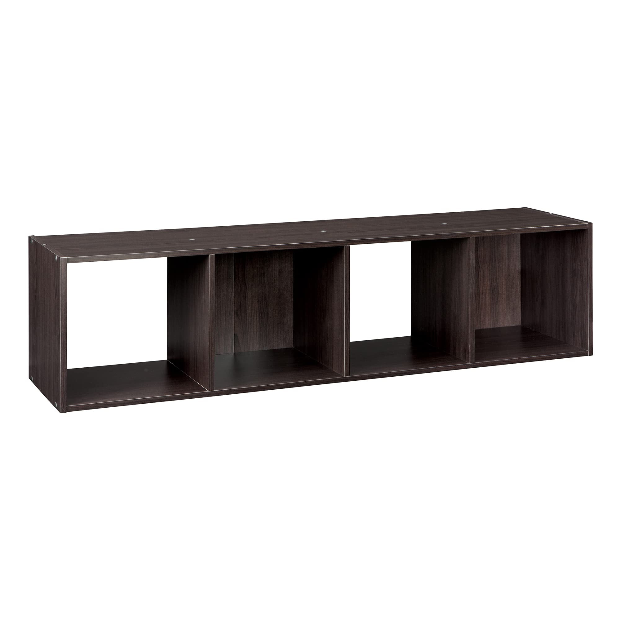Espresso Finish，4 Cube Storage Shelf Organizer, Stackable, Vertical or ...