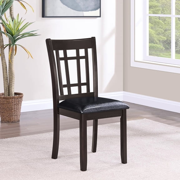Espresso Finish & Black Seats Chairs / Practical Use in Dining Room