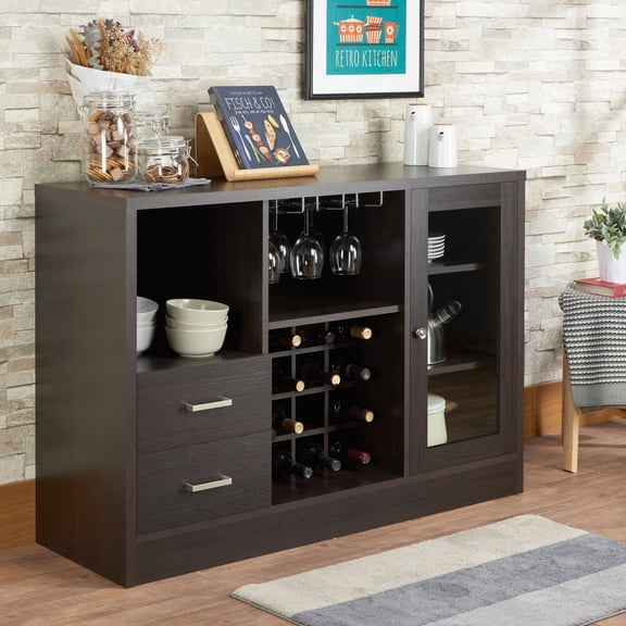 Espresso Finish, Synthetic Wood - Ideal for Dining or Living Space Storage