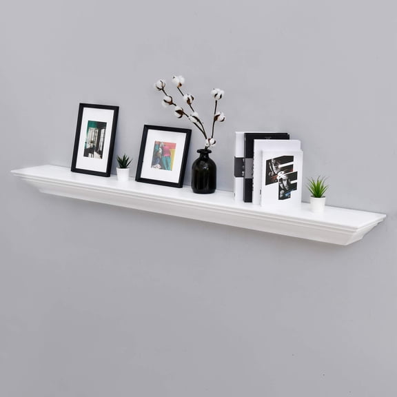 Espresso Floating Fireplace Mantel Shelf With Crown Molding, 72 Inch
