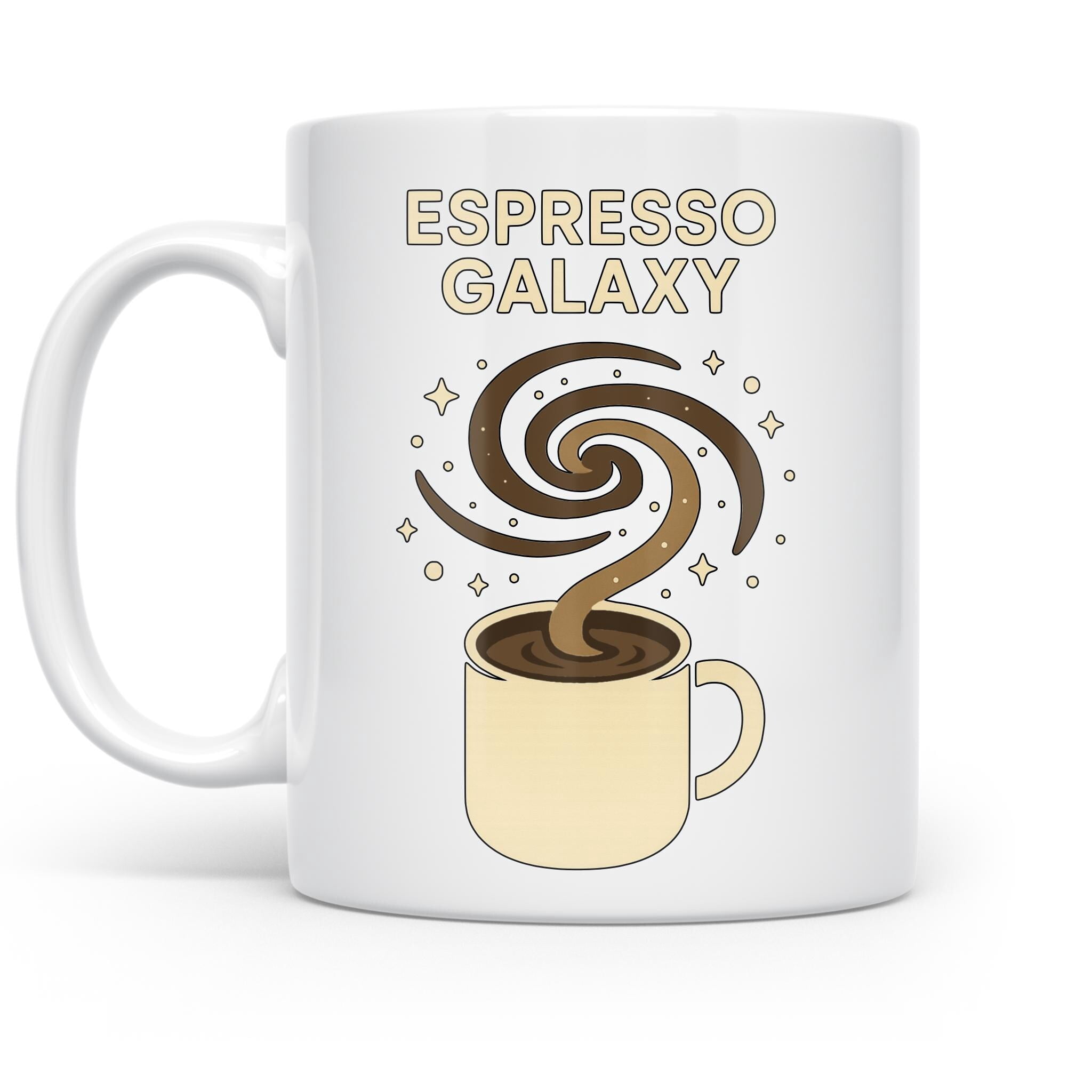 Espresso Galaxy 11 oz Coffee Mug - Cosmic Swirl Vivid Print White Ceramic Gift