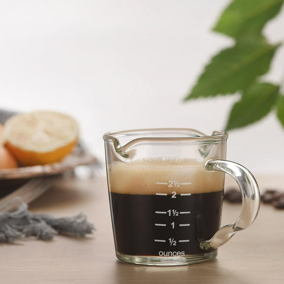 Espresso Glass Measuring Cup Jigger -resistant Double Spouts Glass with Handle Ounce Measure Cup Drink Shaker Milk 75ml