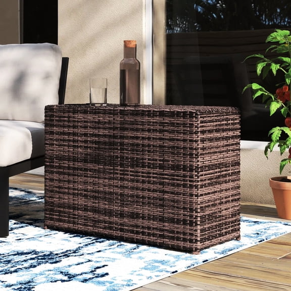 Espresso-Hued Resin Wicker | Rust Resistant | Patio Outdoor Side Table