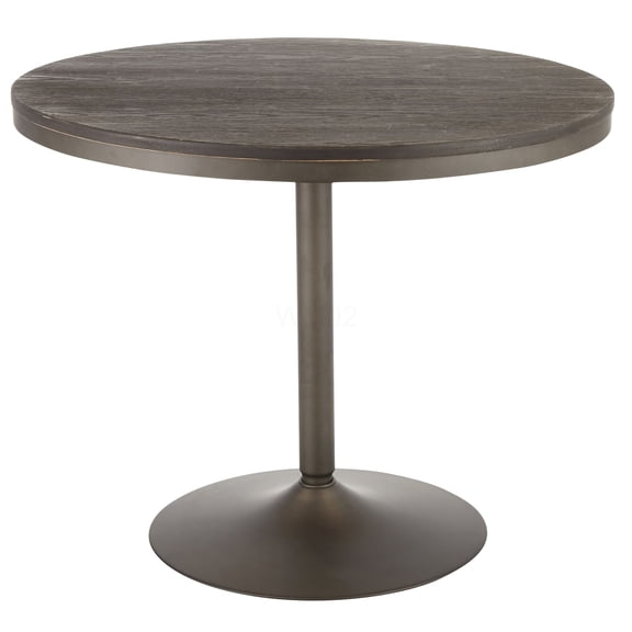 Espresso Industrial Dining Table, 47 Inch Bamboo Top and Antique Metal Base Dining Room Table for 4, Modern Farmhouse Kitchen Table