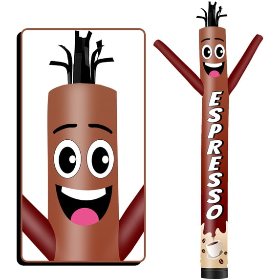 Espresso Inflatable Tube Man Wacky Wavy Dancing Guy for Outdoor Decoration Advertising Business Promotion (Blower Not Included)