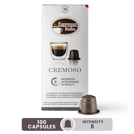 Espresso Italia Pods, Cremoso Coffee Capsule, 100 Espresso Pods Intensity 8