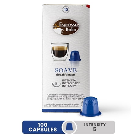 Espresso Italia Pods, Decaffeinated Coffee Capsule, 100 Espresso Pods Intensity 5