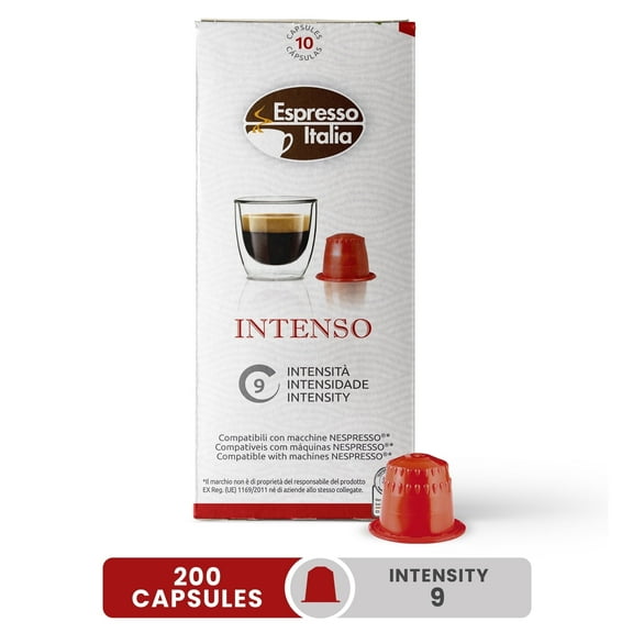 Espresso Italia Pods, Intenso Coffee Capsule, 200 Espresso Pods  Intensity 9