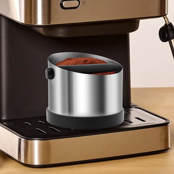 Espresso Knock Box, 4.6 in Stainless Steel Coffee Knock Box with Removable Bar & Non-Slip Base, Home Barista Accessories