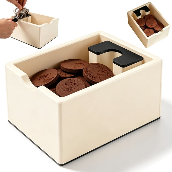 Espresso Knock Box for Coffee Grounds, Large Capacity Coffee Knock Box with Nonslip Base, ABS Plastic Espresso Puck Knock Box, Coffee Grounds Dump Bin for Home Barista & Espresso Machine Accessories