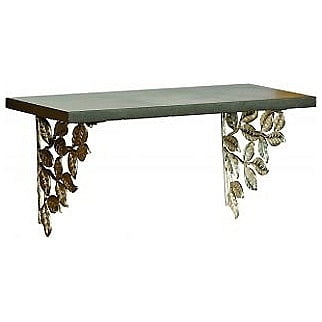 Espresso Ledge with Silver 12inch Climbing-Leaf Brackets by Burnes of Boston