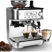 Espresso Machine 15 Bar, LCD Display Espresso Maker with Grinder, Milk Frother and PID Temperature Control, Professional Coffee Maker for Latte Cappuccino - 8.8 Oz Bean Hopper