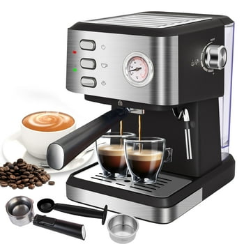Espresso Machine 20 Bar, 1.5L Water Tank Pressure Gauge Milk Frother Steam Coffee Maker, Silver