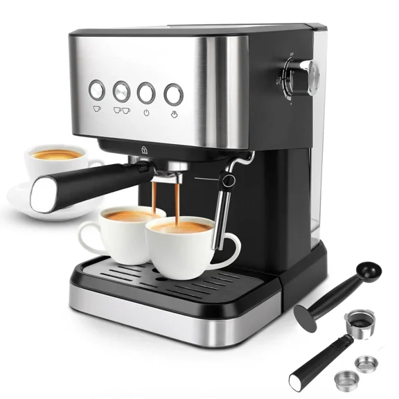 Espresso Machine 20 Bar, 1.5L Water Tank with Milk Frother Steam, Stainless Steel Coffee Maker for Espresso