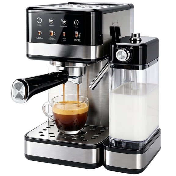 Espresso Machine 20 Bar, Cappuccino Machine with Automatic Milk Frother, Latte Machine in Stainless Steel Design, Touchscreen Coffee Maker for Home and Office