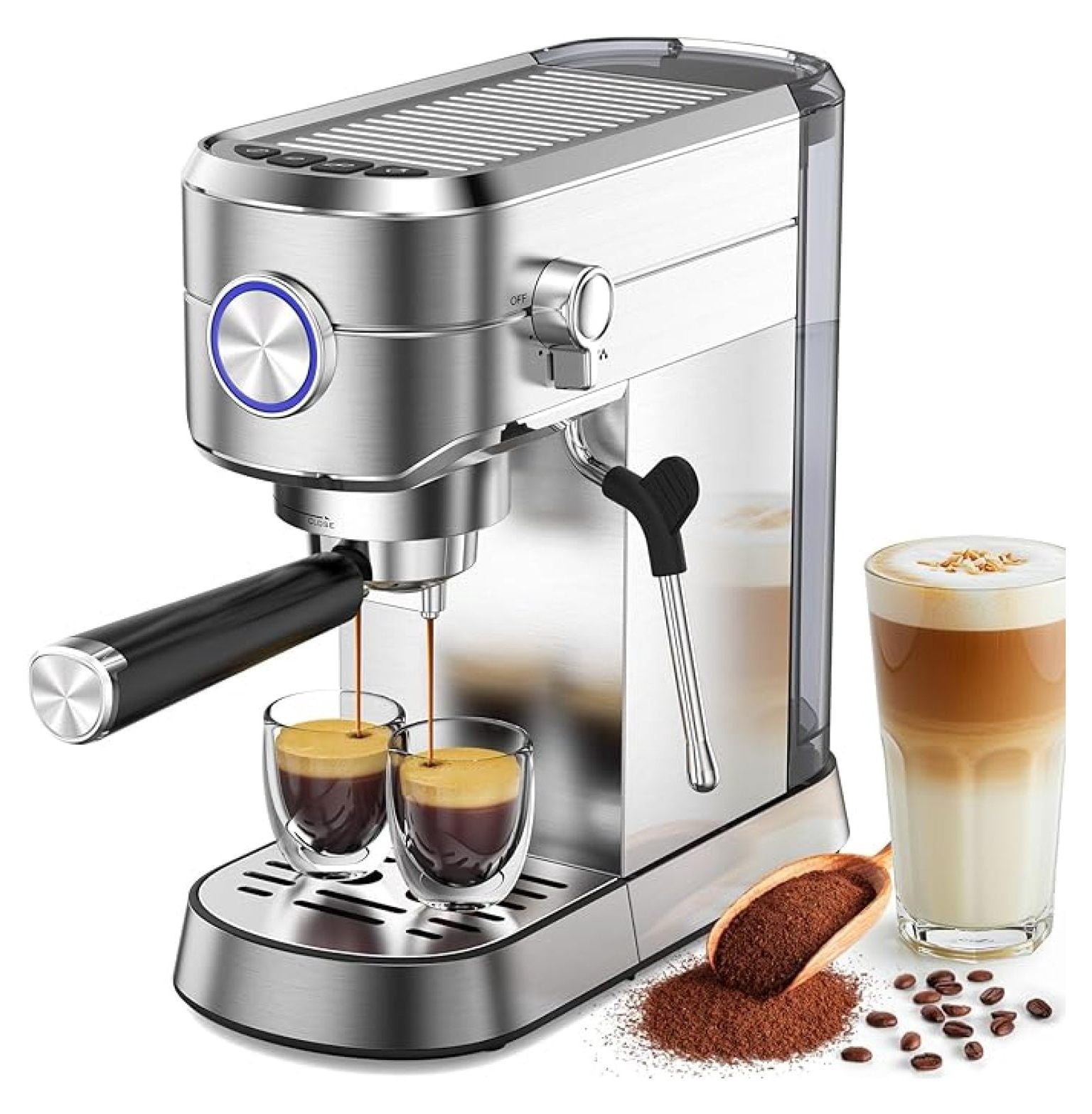 Espresso Machine 20 Bar,Compact Espresso Machine with Milk Frother,Stainless Steel Coffee Maker with 40 oz Removable Water for Cappuccino,Latte