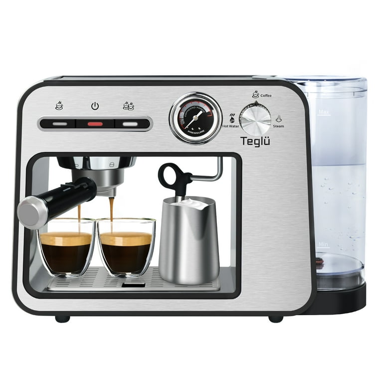 Espresso Machine 20 Bar with Milk Frother, Semi-Automatic Latte &  Cappuccino Coffee Maker Duo-cup 33oz/1L Removable Water Tank for  Home/Office, 1450W, Stainless Steel 
