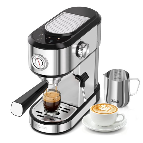 Espresso Machine 20 Bar, Touchscreen Coffee Maker with Milk Frother, Stainless Steel Espresso Maker Compact Latte Cappuccino Machines for Home Office, Silver